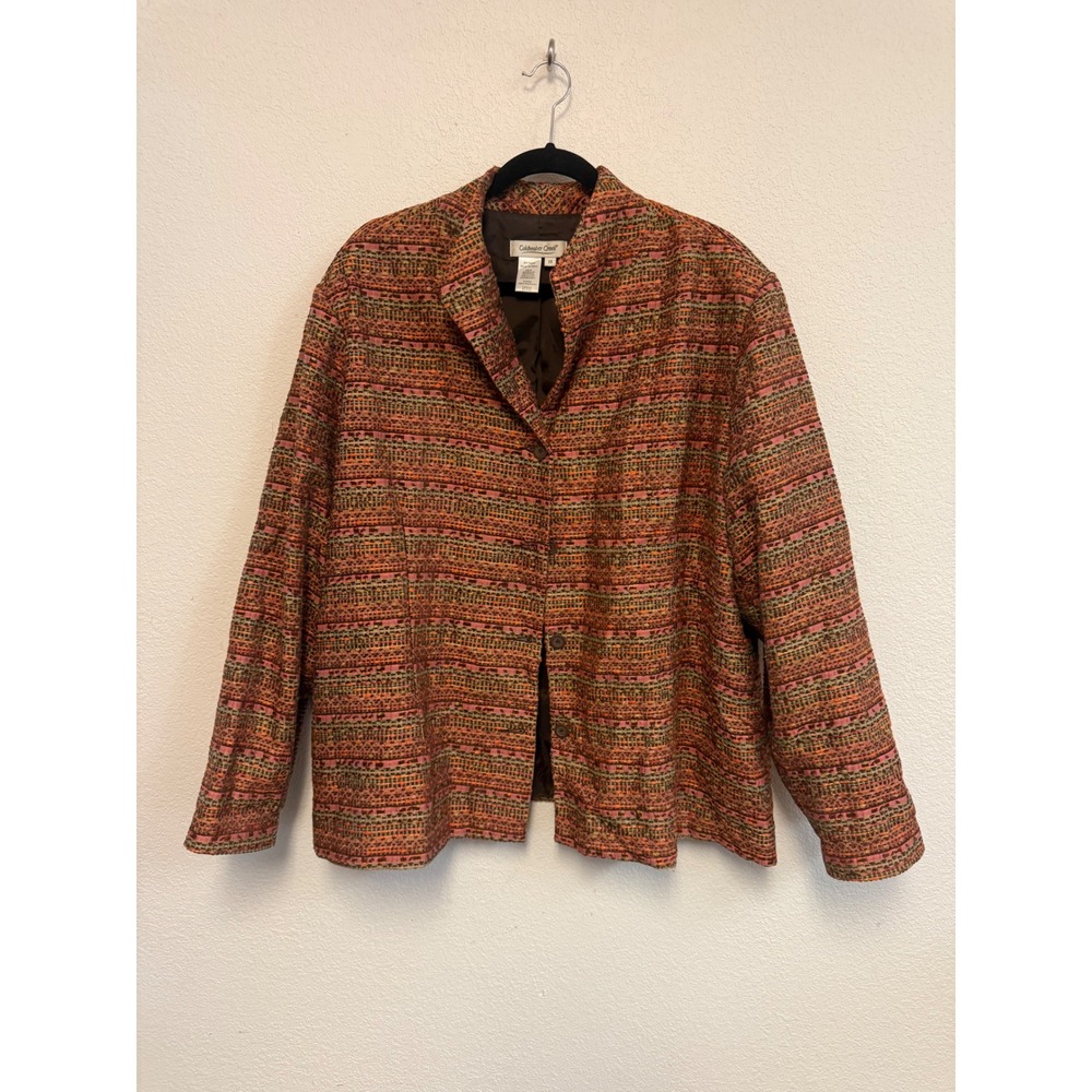 Coldwater Creek Womens 3X Multi Color Textured Chenille Button Front Jacket